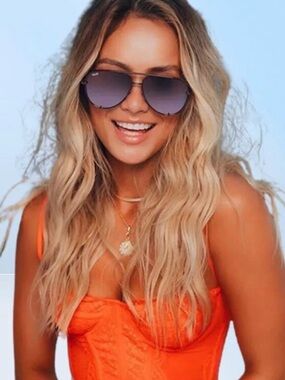 Quay High Key Mini Aviator Sunglasses Purple Mirror Gunmetal Tortoiseshell Case
